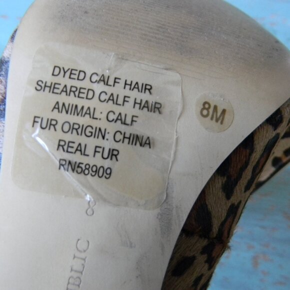 euc Banana Republic Women's Real Calf Hair Leopard Print Stiletto Heel Shoes 8M - Picture 7 of 7